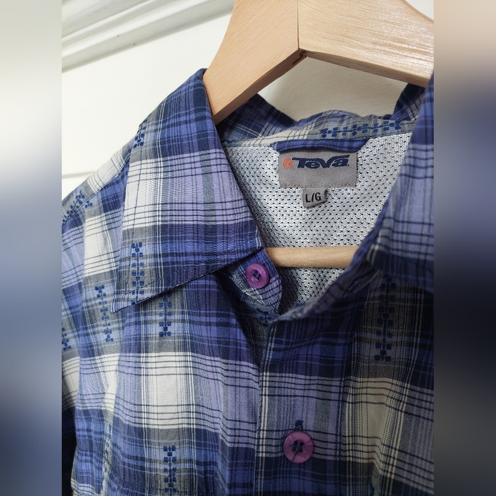 Teva plaid button down shirt